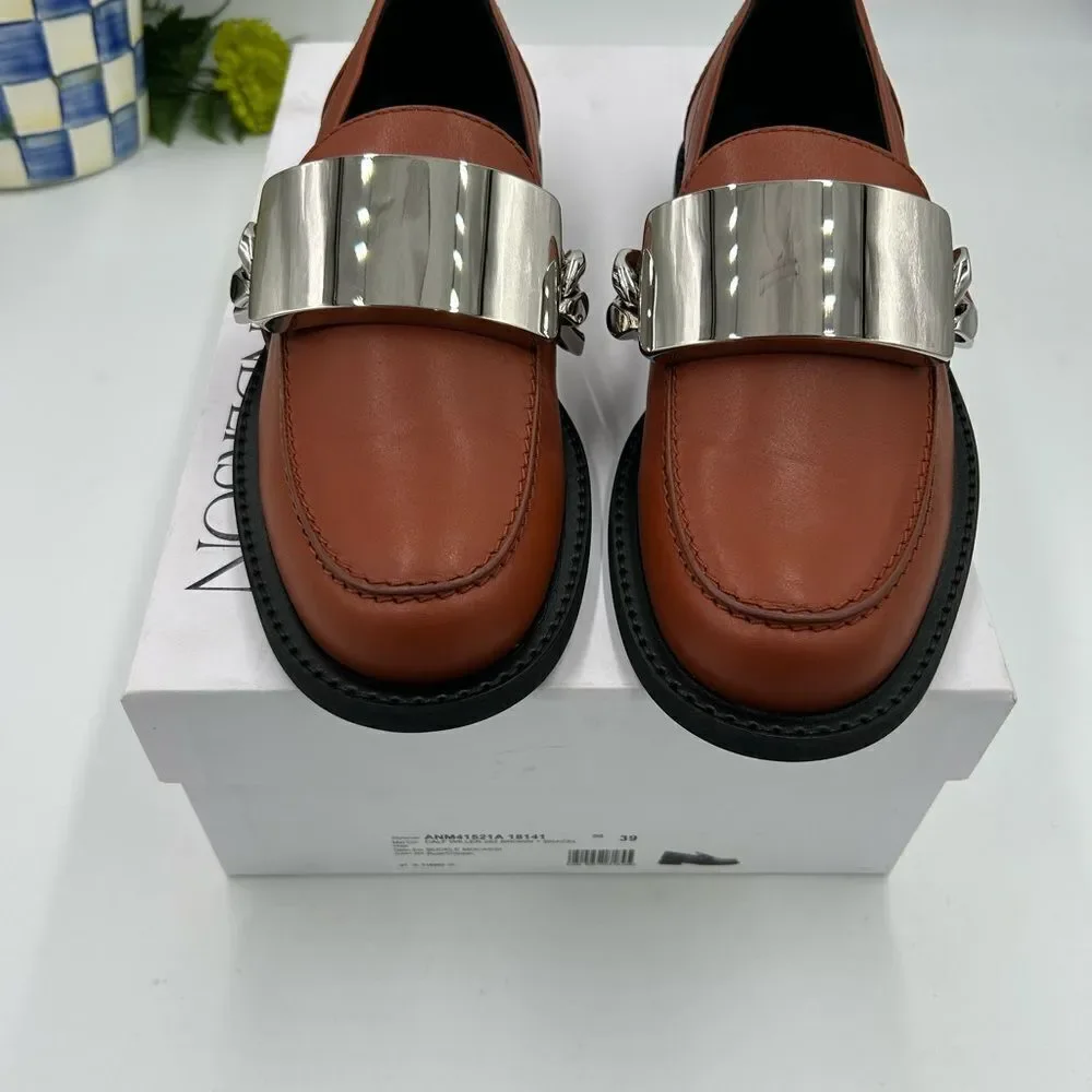 Men’s JW Anderson, gourmet chain leather loafers size 39 made in Italy
